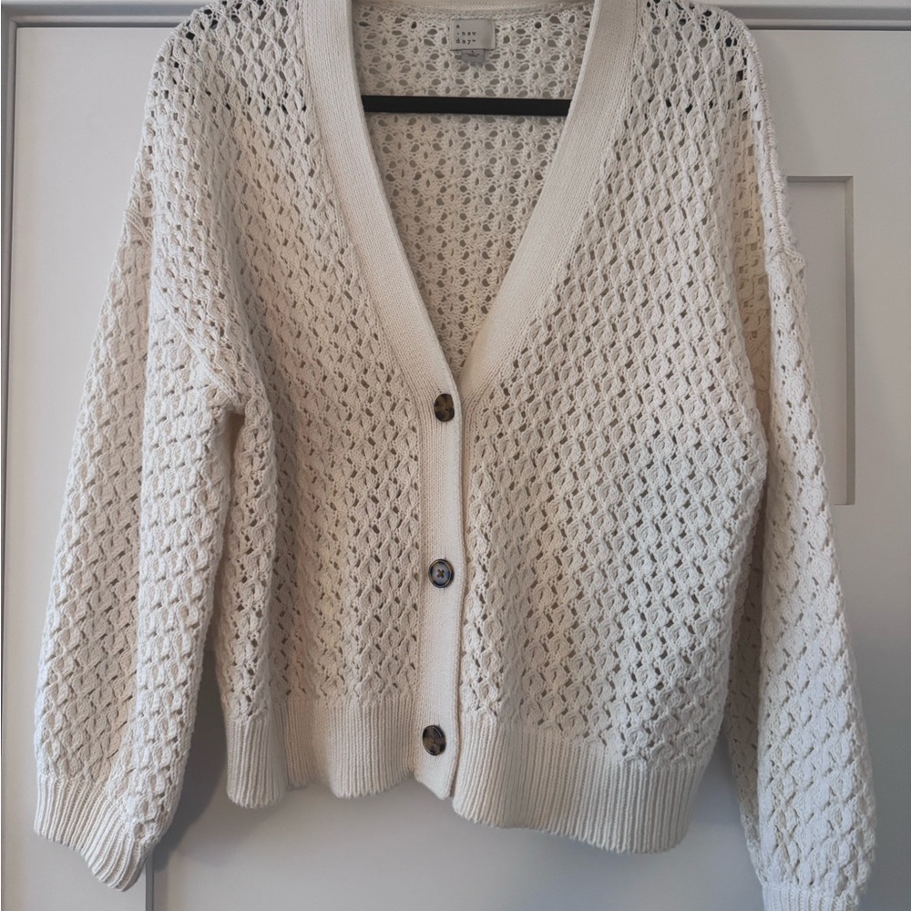 a new day Cream Open-Knit Cardigan